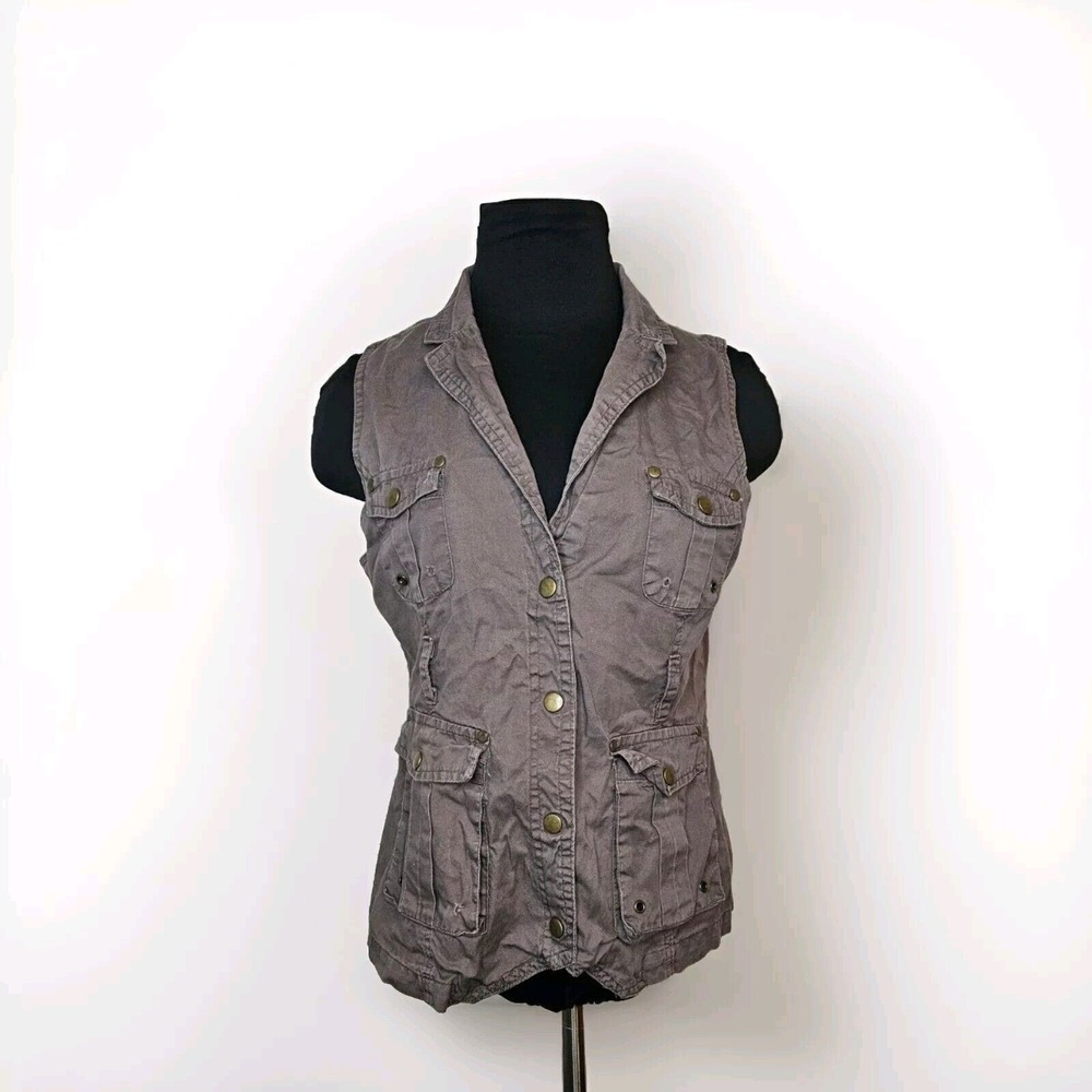 Last Kiss Khaki Y2K sz L Cargo Vest‎